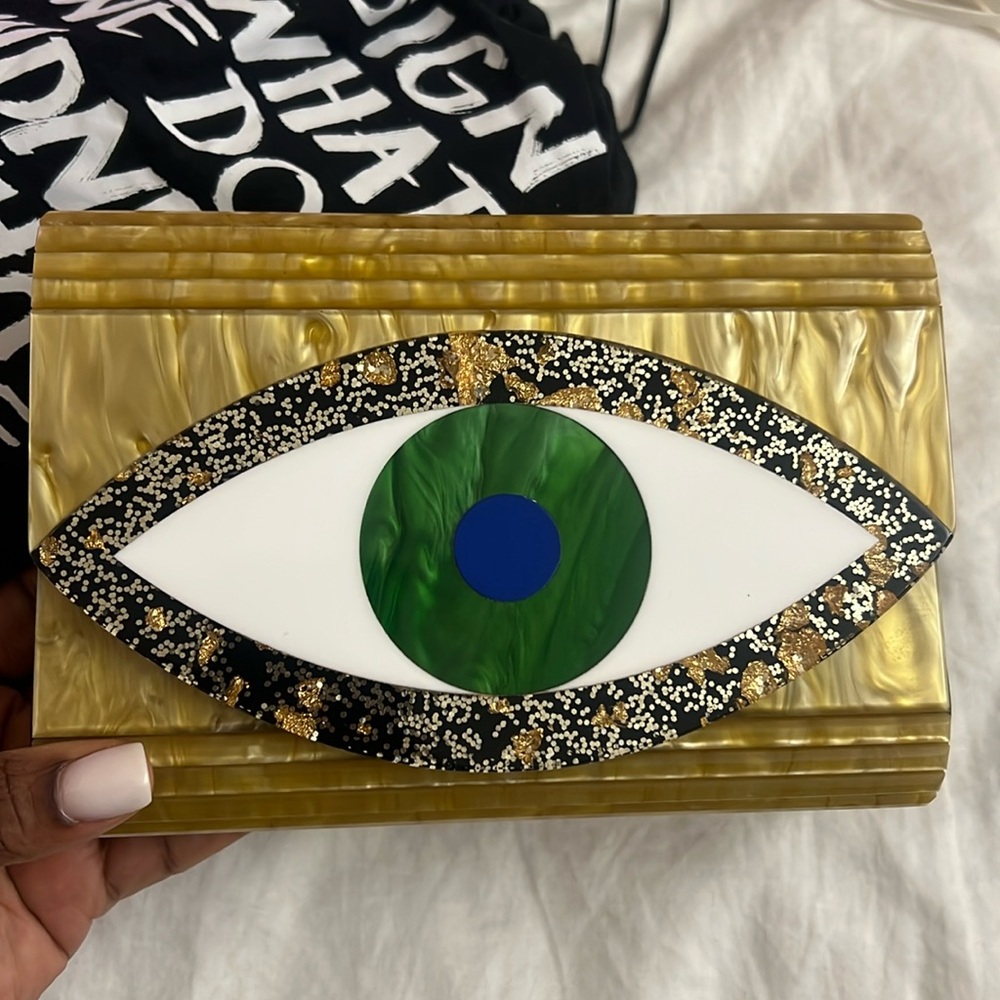 Kurt Geiger Gold and Green Eye Mini Bag